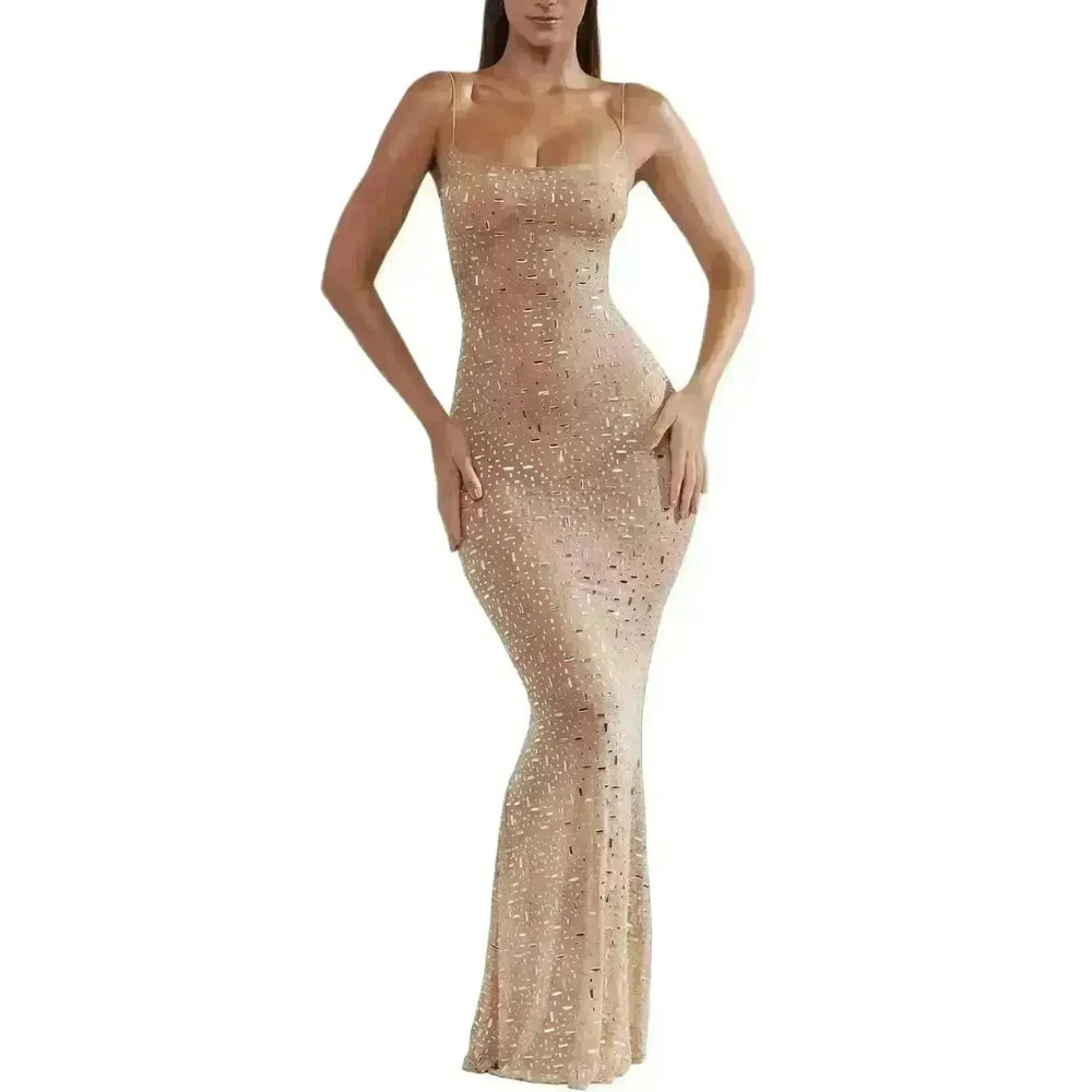 Light Diamond Sexy Suspender Mermaid Dress Gown - EX-STOCK CANADA