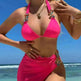 Light Diamond Solid Color Long Skirt Mesh Three Piece Swimsuit Bikini - EX-STOCK CANADA
