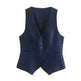 Linen Double Breasted Coat Vest Lines Straight-leg Pants Female Suit - EX-STOCK CANADA