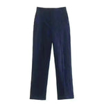 Linen Double Breasted Coat Vest Lines Straight-leg Pants Female Suit - EX-STOCK CANADA