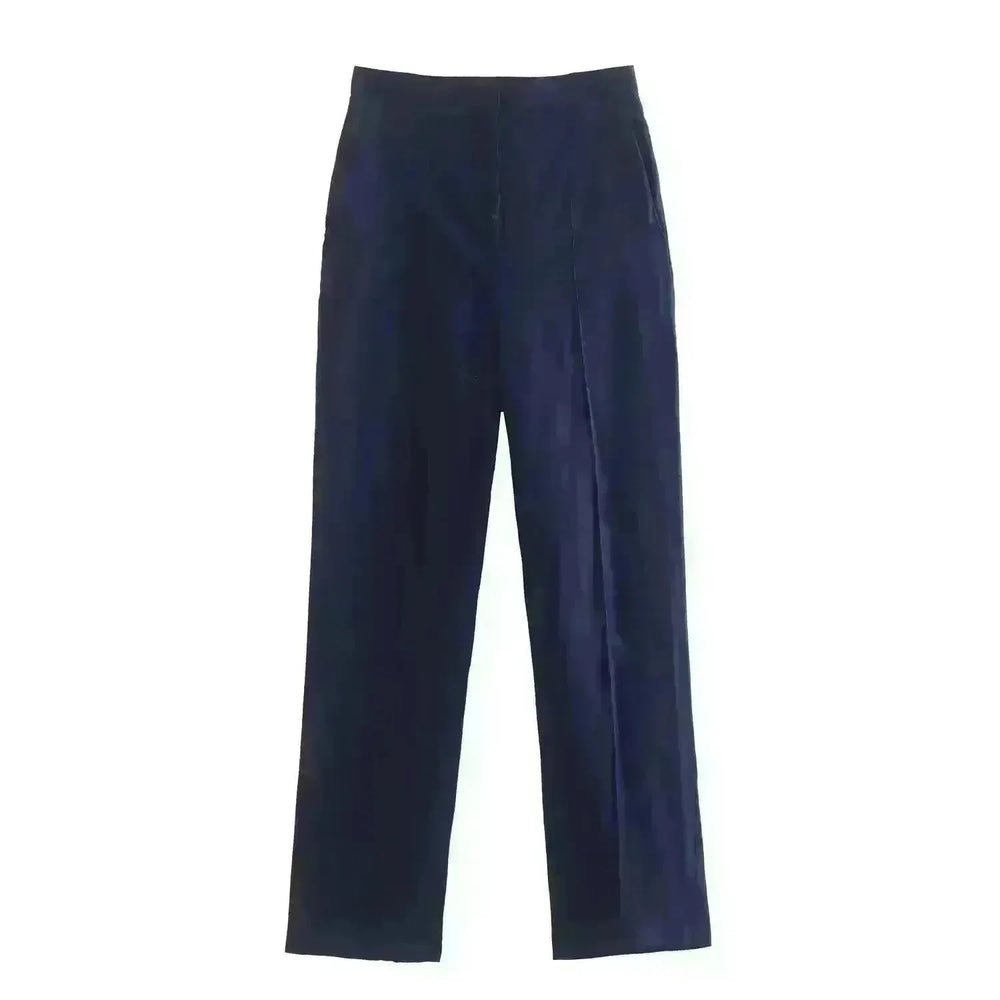 Linen Double Breasted Coat Vest Lines Straight-leg Pants Female Suit - EX-STOCK CANADA