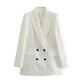 Linen Double Breasted Coat Vest Lines Straight-leg Pants Female Suit - EX-STOCK CANADA