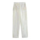Linen Double Breasted Coat Vest Lines Straight-leg Pants Female Suit - EX-STOCK CANADA