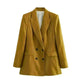 Linen Double Breasted Coat Vest Lines Straight-leg Pants Female Suit - EX-STOCK CANADA