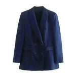 Linen Double Breasted Coat Vest Lines Straight-leg Pants Female Suit - EX-STOCK CANADA