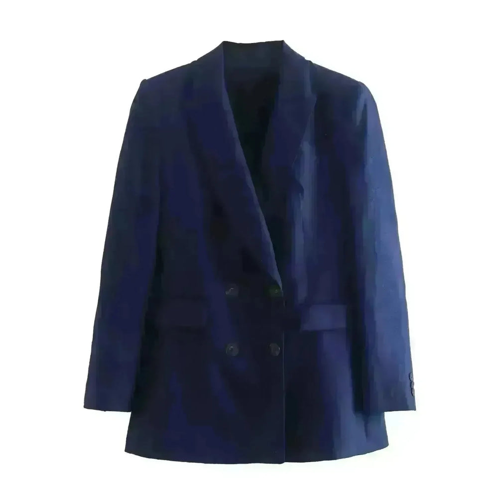 Linen Double Breasted Coat Vest Lines Straight-leg Pants Female Suit - EX-STOCK CANADA