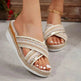 Linen Wedge Sandals Summer Ethnic Style Cross-strap Sandals For Women Non-slip Slides Beach Shoes - EX-STOCK Canada