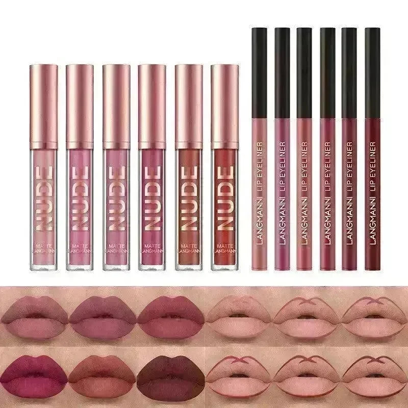 Lip Liner And Lipstick Makeup 12 Pcs Set 6 Matte Lipstick 6 Lip Liner Pens Waterproof Long Lasting Matte Lipstick Beauty Cosmetics Makeup Gift For Girls Lipstick Set - EX-STOCK CANADA