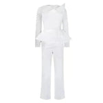 Long Sleeve Mesh Splicing Beads Banquet Plus Size Jumpsuit - EX-STOCK CANADA