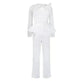 Long Sleeve Mesh Splicing Beads Banquet Plus Size Jumpsuit - EX-STOCK CANADA