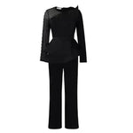 Long Sleeve Mesh Splicing Beads Banquet Plus Size Jumpsuit - EX-STOCK CANADA