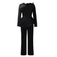 Long Sleeve Mesh Splicing Beads Banquet Plus Size Jumpsuit - EX-STOCK CANADA