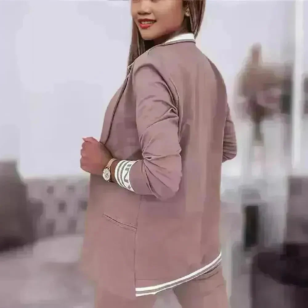 Long Sleeve Suit Coat Drawstring Pants Casual Suit - EX-STOCK CANADA
