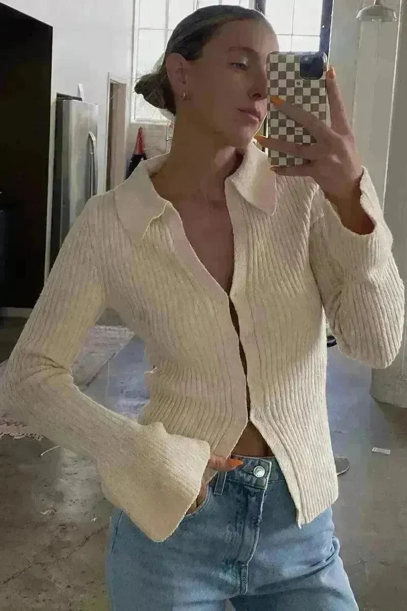 Long Sleeve Top Bell Sleeve Bottoming Casual Street - EX-STOCK CANADA