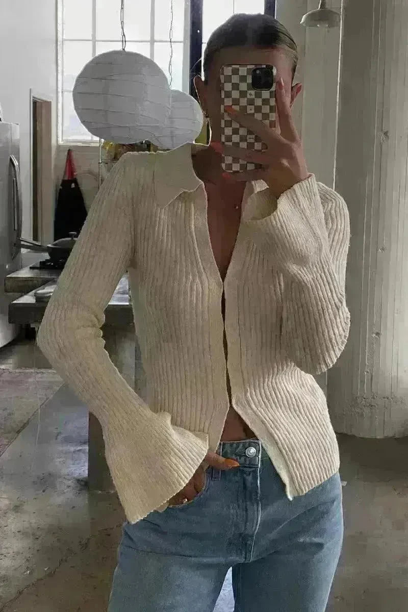Long Sleeve Top Bell Sleeve Bottoming Casual Street - EX-STOCK CANADA