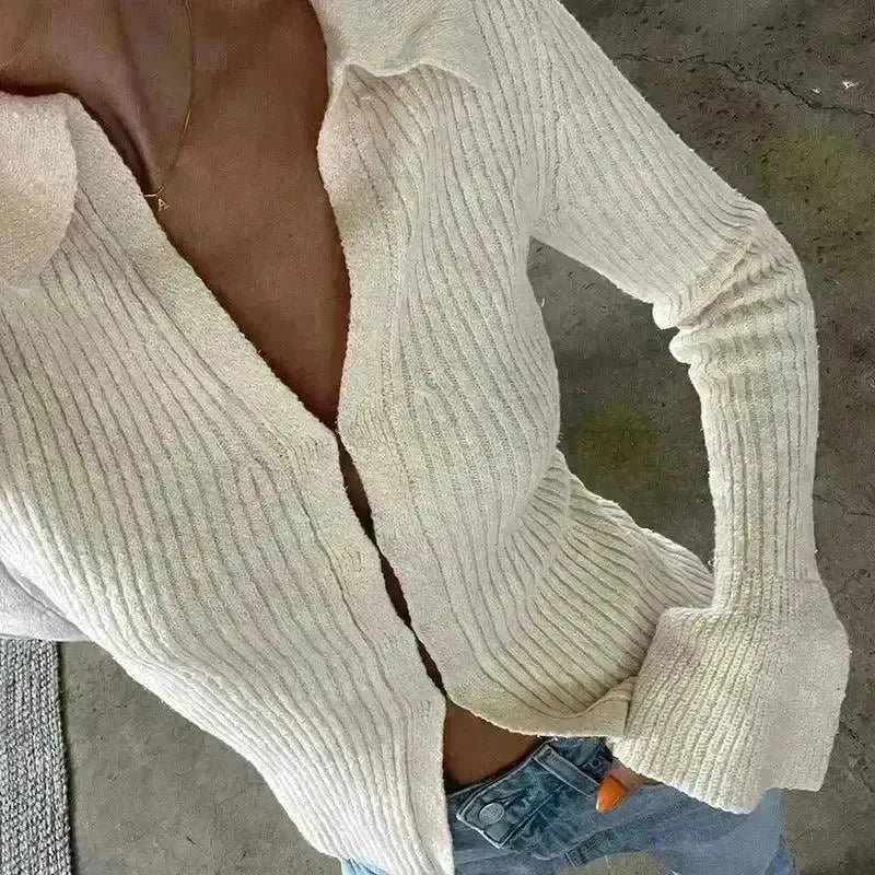 Long Sleeve Top Bell Sleeve Bottoming Casual Street - EX-STOCK CANADA