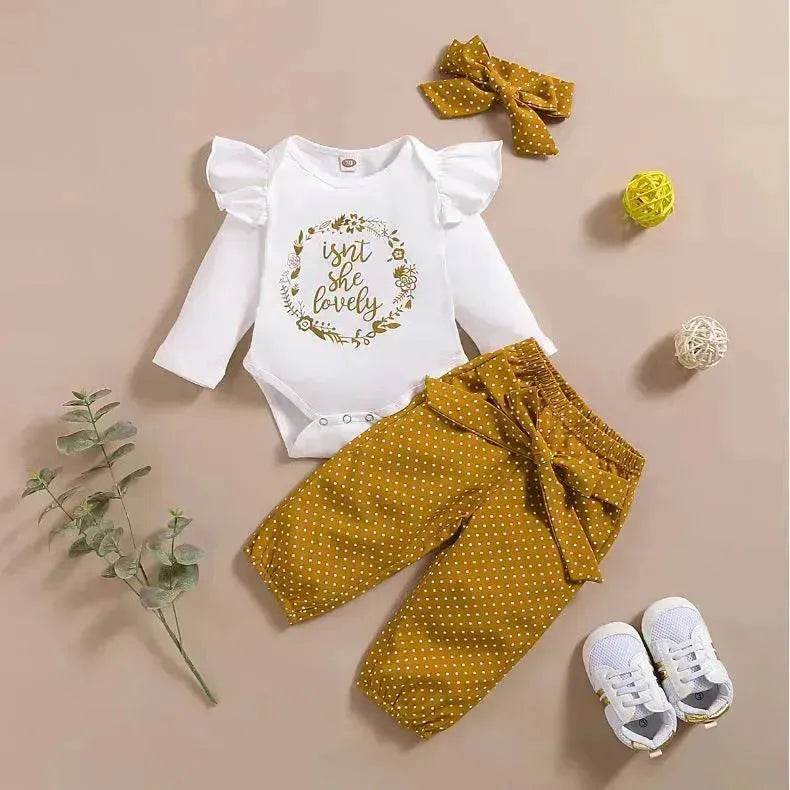 Long-sleeved baby girl Autumn Suit Pullover Three-Piece Children Clothing - EX-STOCK Canada