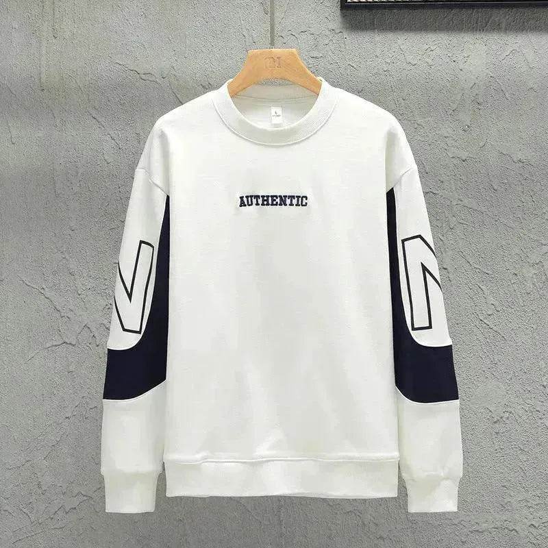 Loose Color Matching Round Neck Long Sleeve T-shirt Casual Top - EX-STOCK Canada