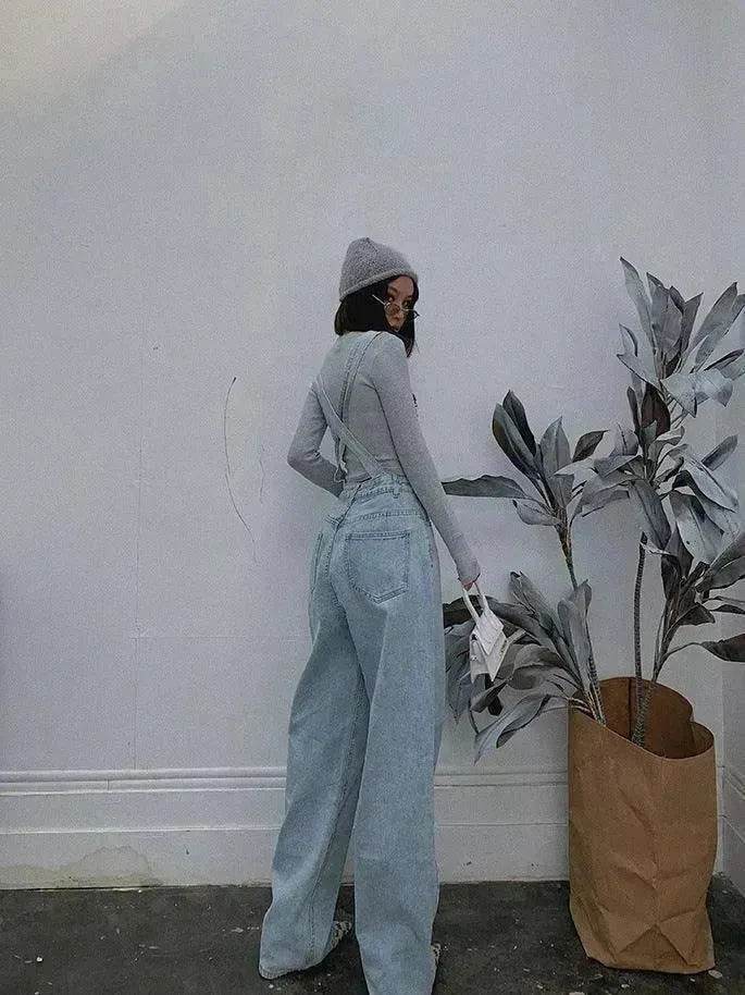 Loose Mopping Denim Overalls Trousers Women Denim Jumper Pant for Women - EX-STOCK Canada