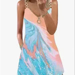 Loose Sleeveless Sling Summer Beach Printed Floral Mini Dress - EX-STOCK CANADA
