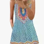 Loose Sleeveless Sling Summer Beach Printed Floral Mini Dress - EX-STOCK CANADA