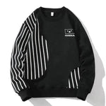Loose Sports Long-sleeved T-shirt Patchwork Stripes Printed Men's Clothing Round-neck Sweater - EX-STOCK Canada