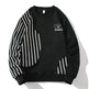 Loose Sports Long-sleeved T-shirt Patchwork Stripes Printed Men's Clothing Round-neck Sweater - EX-STOCK Canada