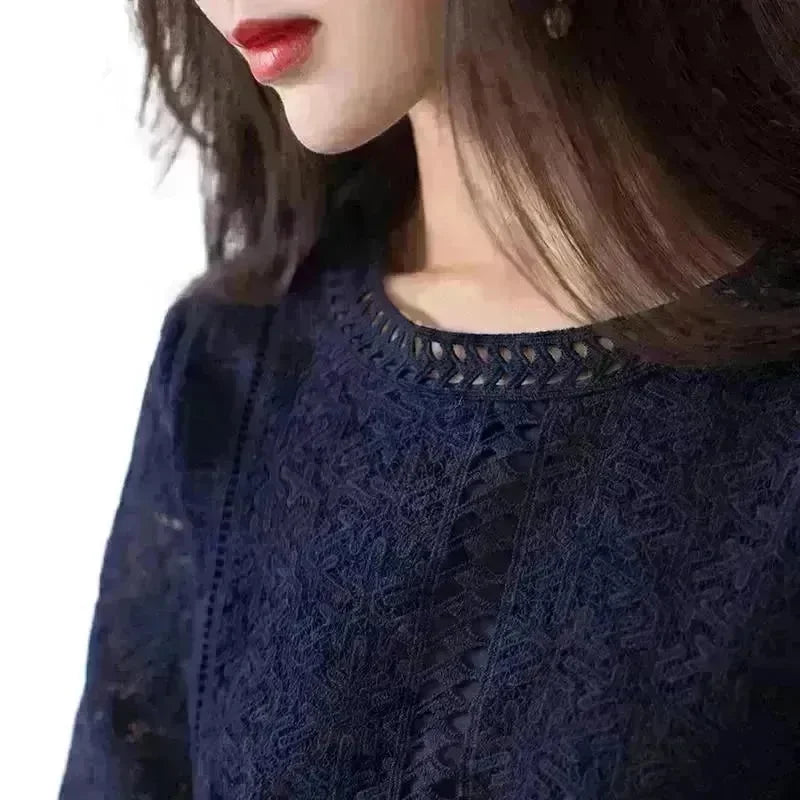 Loose Temperament Hollow-out Three-quarter Sleeve Straight Skirt - EX-STOCK CANADA