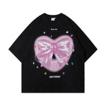 Love Heart Bow Tie Printed Short Sleeve - EX-STOCK Canada