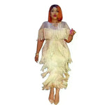 Luxurious Women's Sequined Stretch Fabric Multi-layer Dynamic Tassle Fashion Long Dress for Evening Party Cocktail Wedding Party. - EX-STOCK CANADA