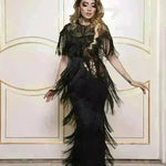 Luxurious Women's Sequined Stretch Fabric Multi-layer Dynamic Tassle Fashion Long Dress for Evening Party Cocktail Wedding Party. - EX-STOCK CANADA