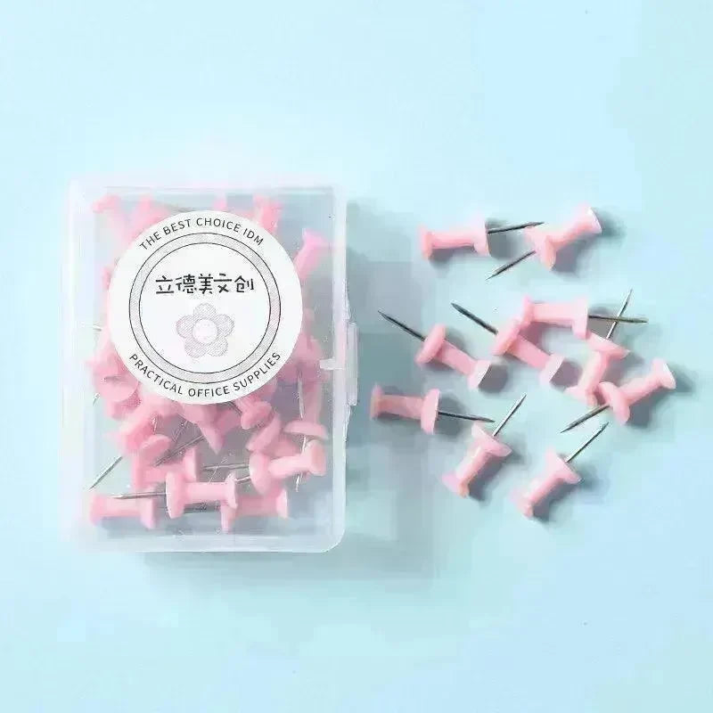 Macaron Color Boxed Push Pin Simple Creative Large Small Size Plastic Pushpin Office Supplies - EX-STOCK CANADA