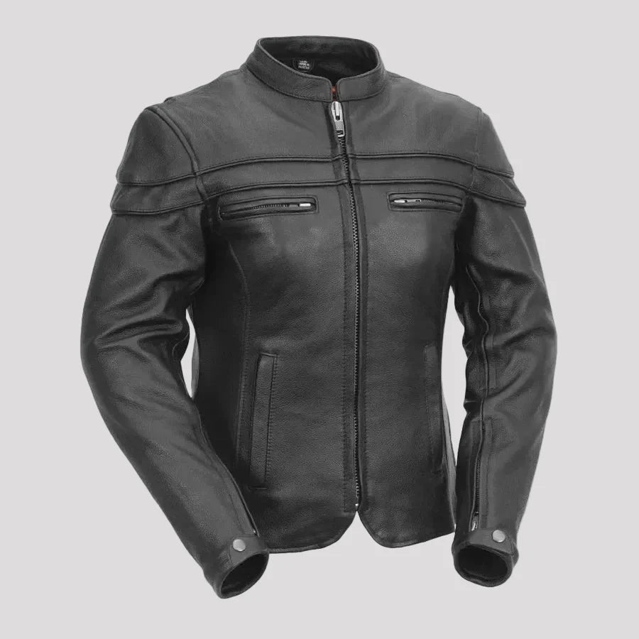 Women's Motorcycle Jacket. Vented Cowhide with Zip-Out Thermal Liner 
