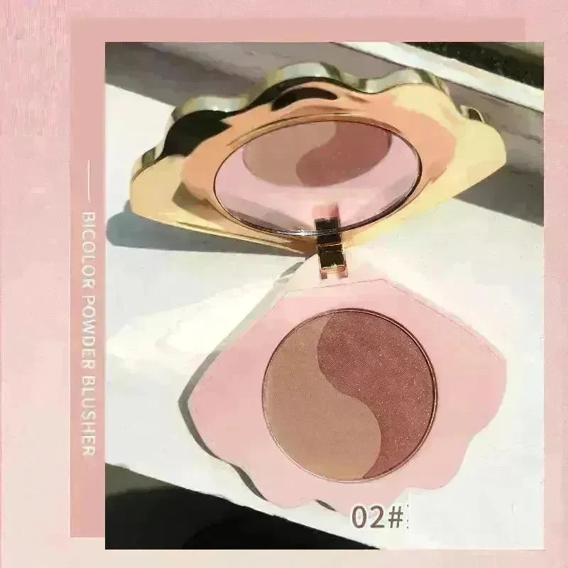 Makeup Shell Double Color Mirror Powder Blusher - EX-STOCK CANADA