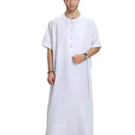 Fashionable and Elegant Men's Arab Short-sleeved Solid Color Robe Moroccan Men's Jalabiya - EX-STOCK Canada
