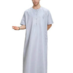 Fashionable and Elegant Men's Arab Short-sleeved Solid Color Robe Moroccan Men's Jalabiya - EX-STOCK Canada