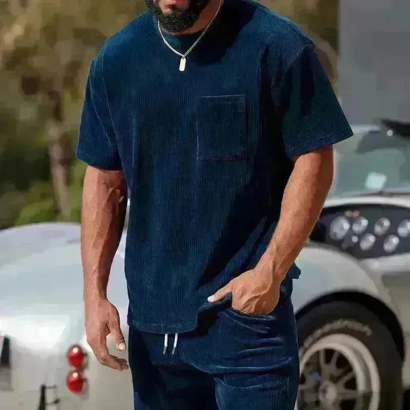 Men's Classy Summer Casual T-shirt Shorts Suit - EX-STOCK CANADA