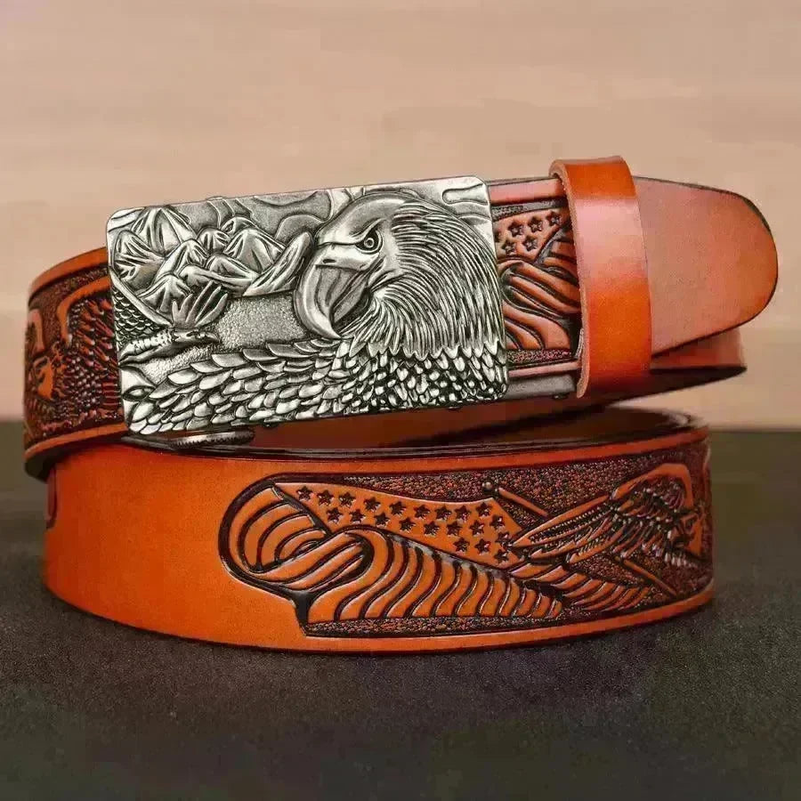 Men's Fashion Belt Eagle Wings Embossing - EX-STOCK CANADA