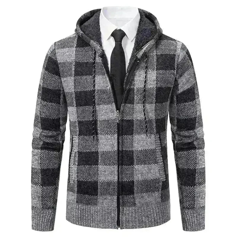 Men's Plaid Thickened Sweater Coat - EX-STOCK CANADA