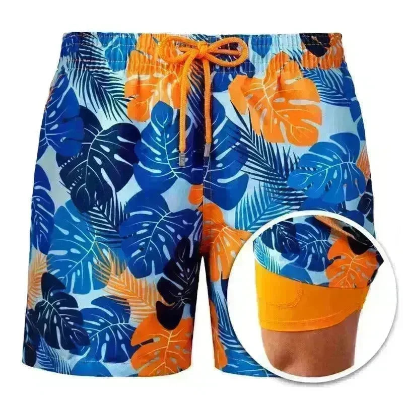 Men's Printed Beach Shorts Sports Double Layer Shorts Summer - EX-STOCK CANADA