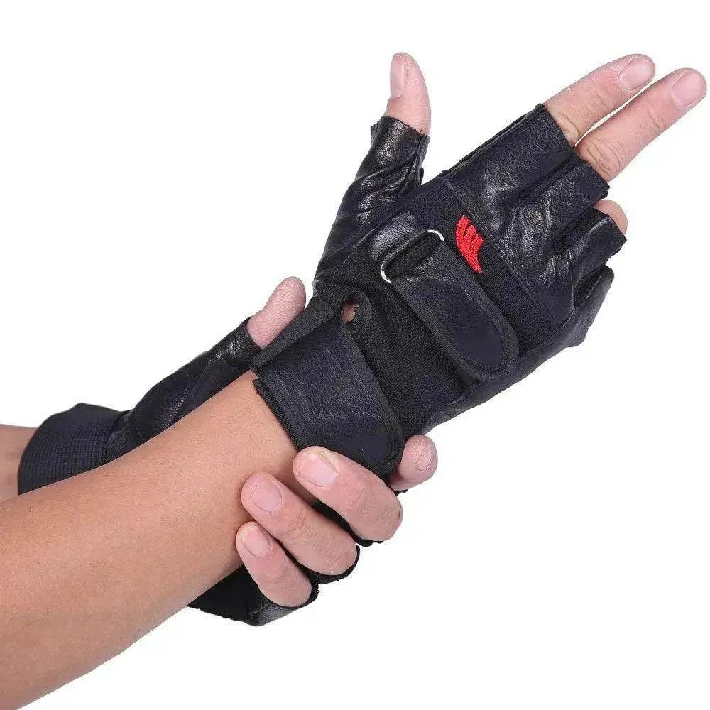 Men's PU Leather Motorcycle Riding Weight Lifting Gym Workout Outdoor Fingerless Glove - EX-STOCK Canada