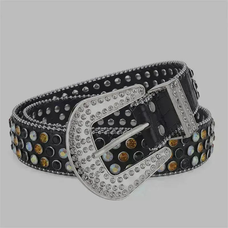 Men Women Alloy Belt Punk Rock Rivet Rhinestone - EX-STOCK CANADA
