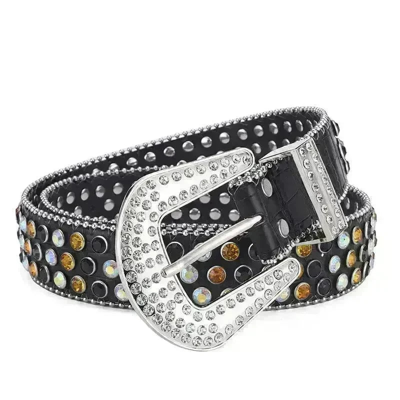 Men Women Alloy Belt Punk Rock Rivet Rhinestone - EX-STOCK CANADA