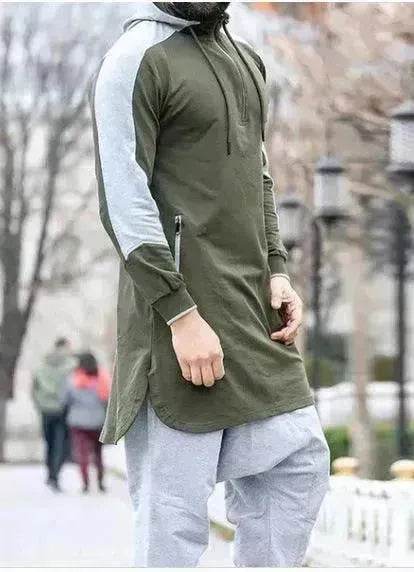 Fashionable and Elegant Mens Colorblock Robe Arab Zip Pocket Sweatshirt Moroccan Men's Jalabiya - EX-STOCK Canada
