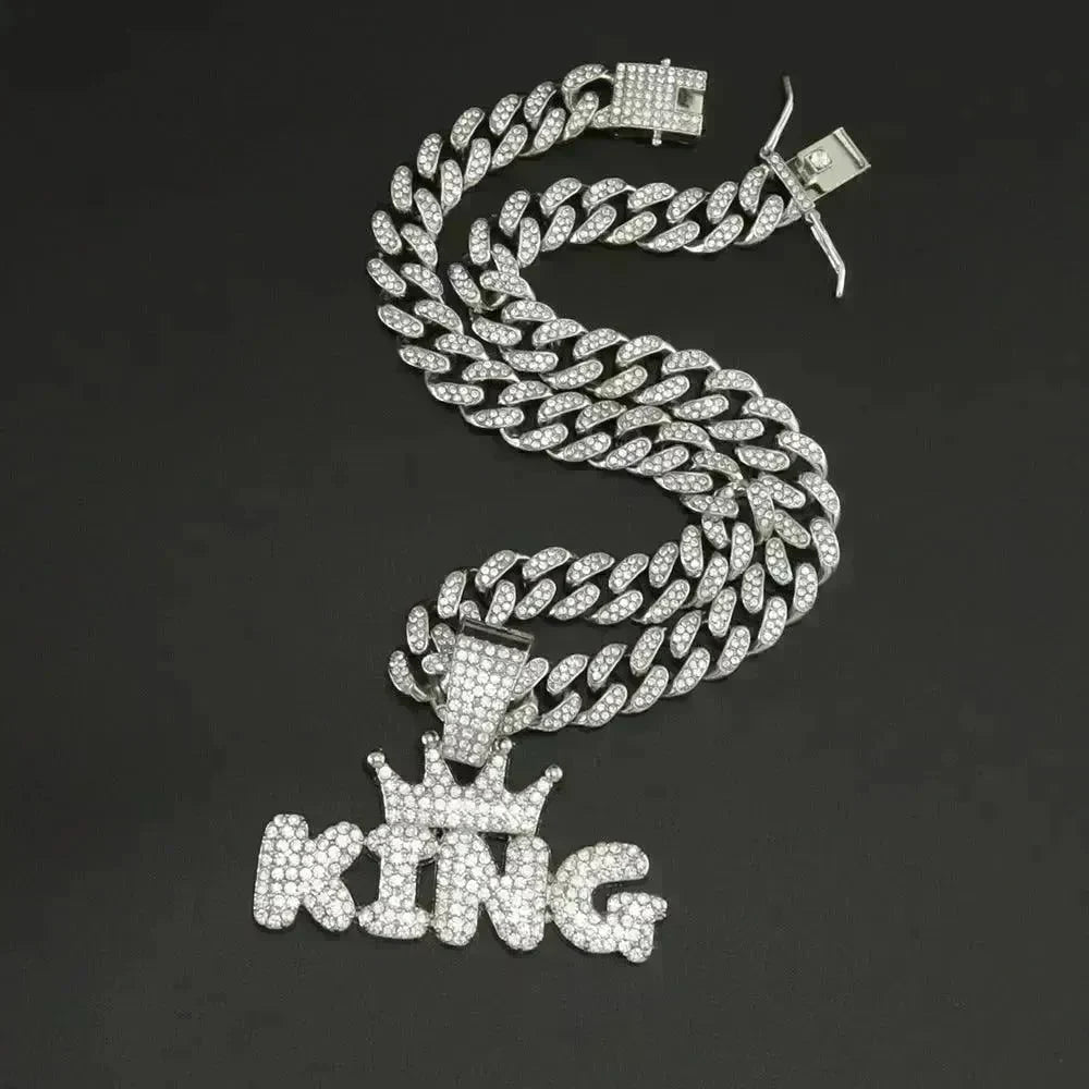 Mens Fashion Alloy Necklace With Diamond Pendant - EX-STOCK CANADA