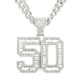 Mens Fashion Full Diamond Number 50 Pendant Necklace - EX-STOCK CANADA