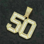Mens Fashion Full Diamond Number 50 Pendant Necklace - EX-STOCK CANADA