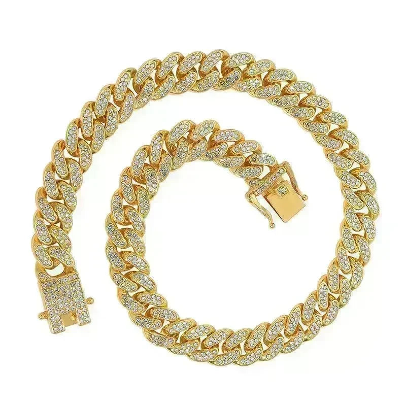 Mens Fashion Simple Full Diamond Cuba Necklace - EX-STOCK CANADA