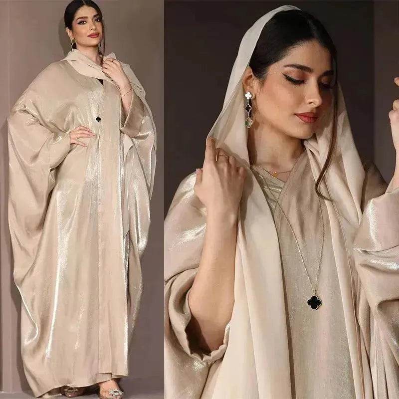 Middle East Arab Fashion Bright Silk Satin Robe Women's Clothing - EX-STOCK Canada