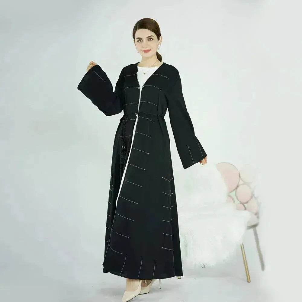 Middle East Turkey Dubai Solid Color Cardigan Dress - EX-STOCK Canada